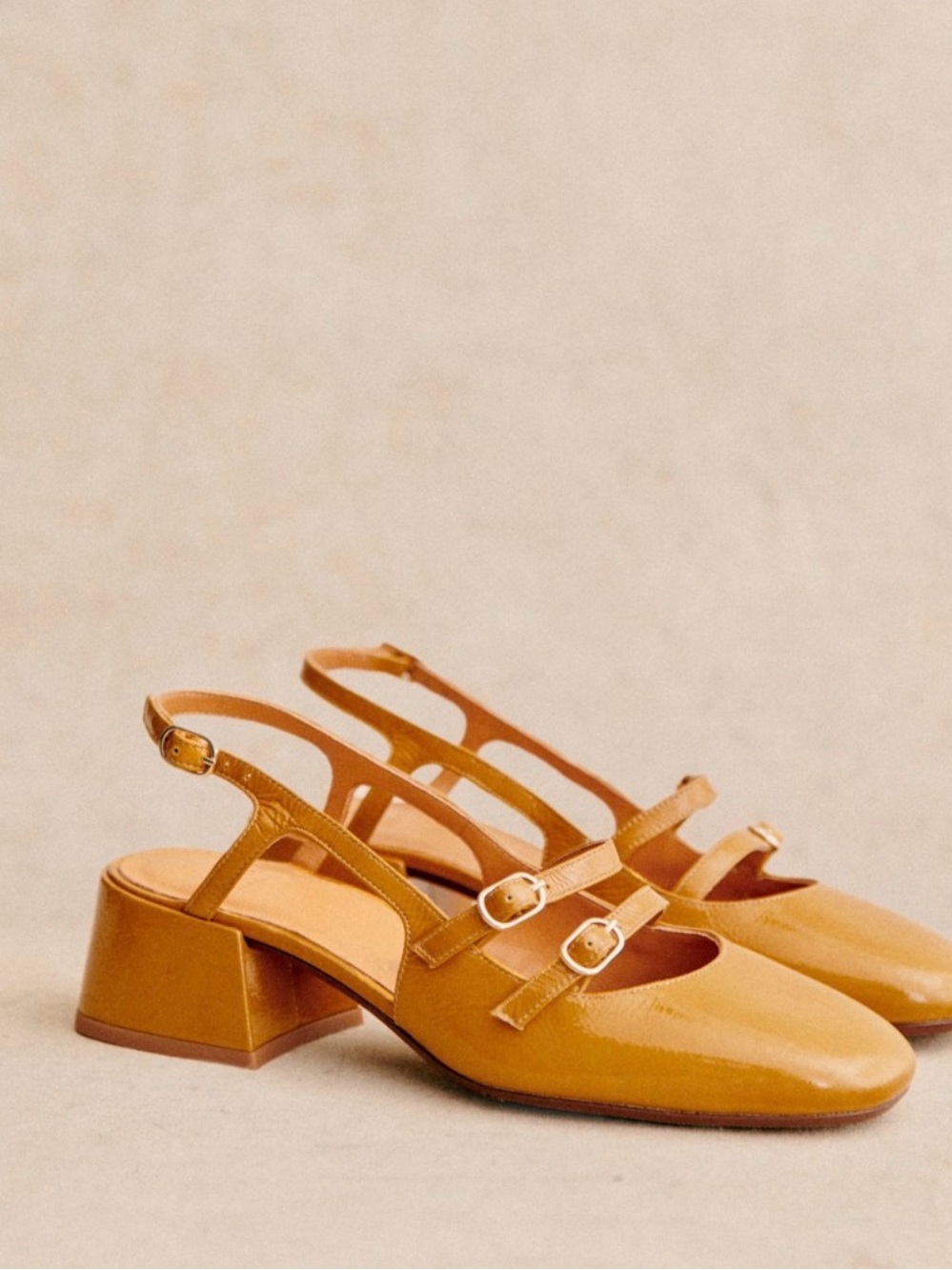 Sezane Paula Babies Mary Jane Heels – Patent Ochre